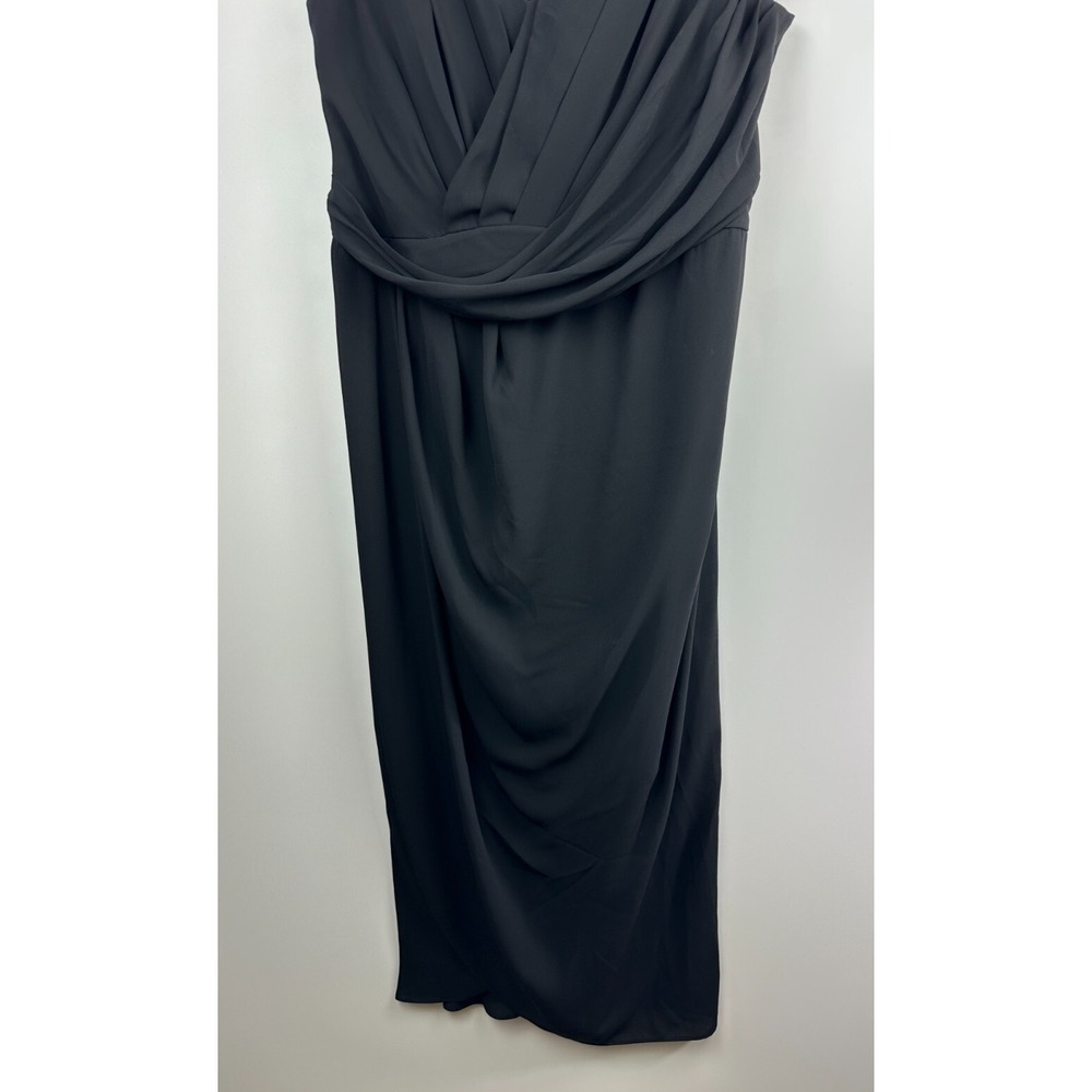 City Chic Entwine Ruched Cold Shoulder Tulip Midi Dress Black Plus Size L 20 - Picture 4 of 14